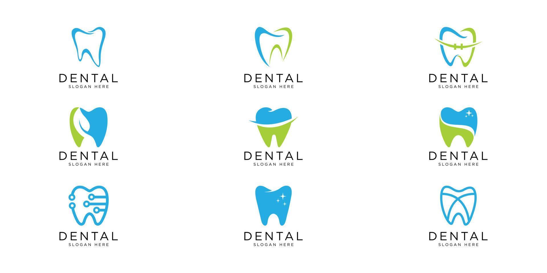 set of dental logo design vector