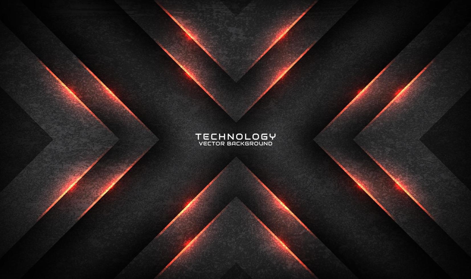 3D gray rough grunge technology abstract background overlap layer on dark space with orange light effect. Modern graphic design element cutout style concept for banner, flyer, card, or brochure cover vector