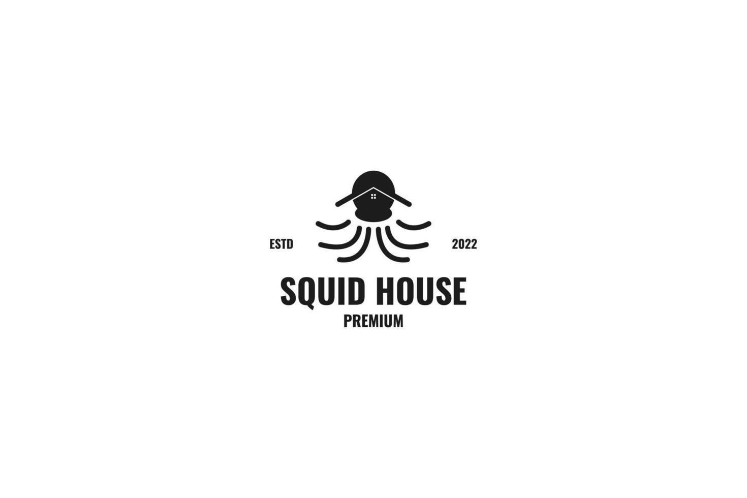 Squid house logo design vector illustration idea
