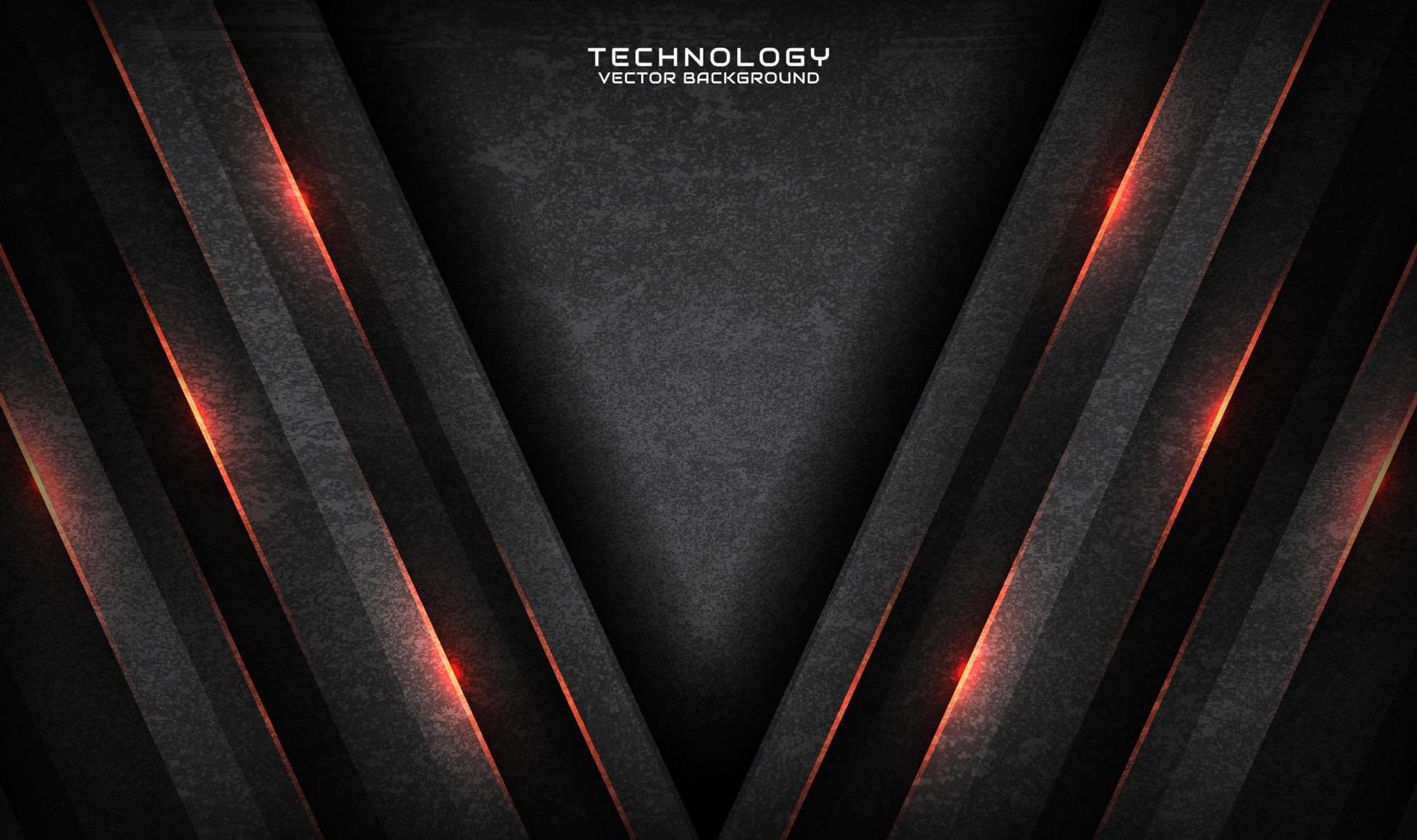 3D gray rough grunge technology abstract background overlap layer on dark space with orange light effect. Modern graphic design element cutout style concept for banner, flyer, card, or brochure cover vector