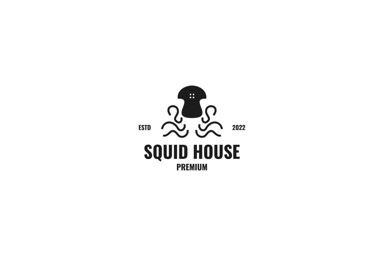 Squid house logo design vector illustration idea