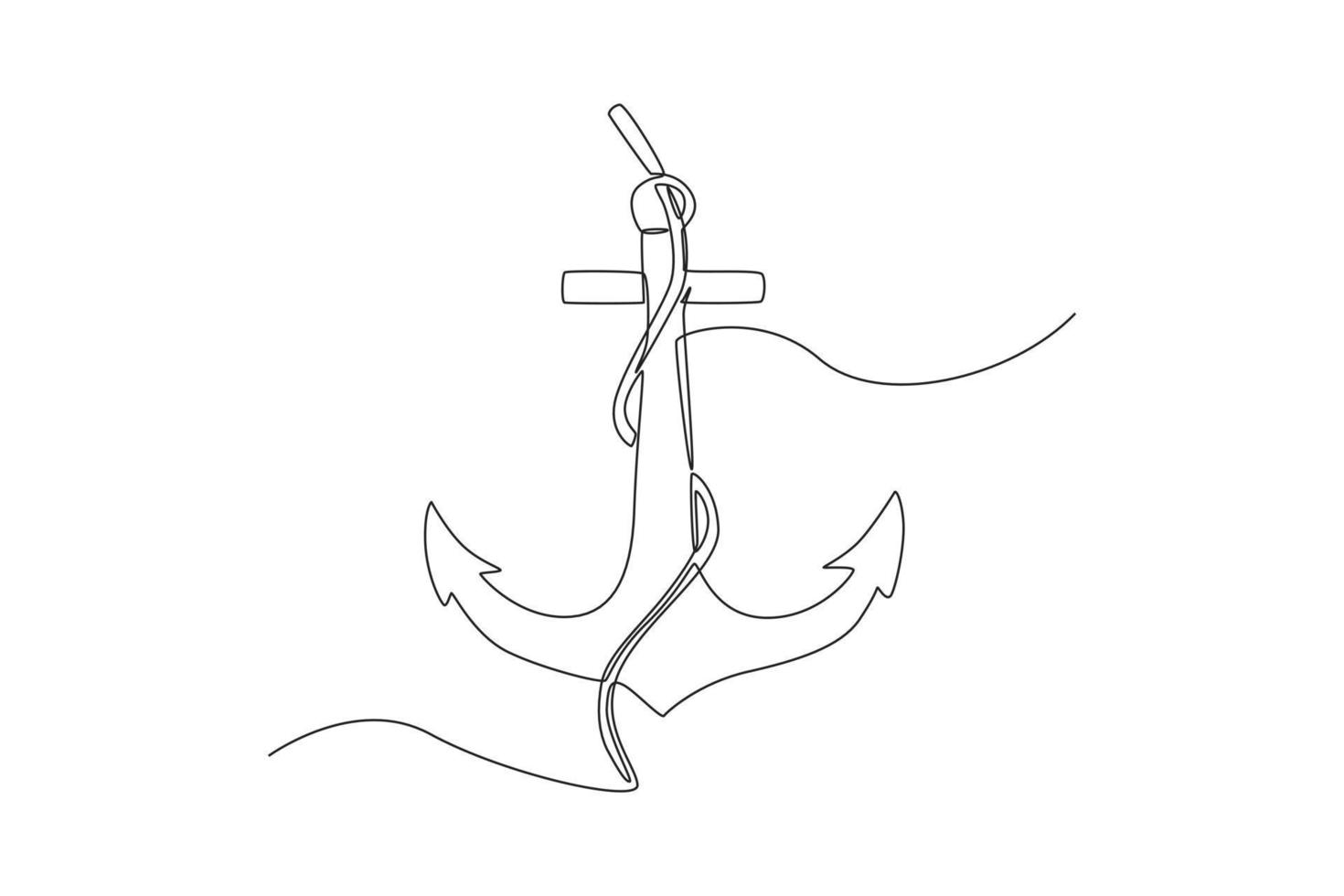 ancla de dibujo de una sola línea para detener un barco. envío y concepto logístico. ilustración de vector gráfico de diseño de dibujo de línea continua.