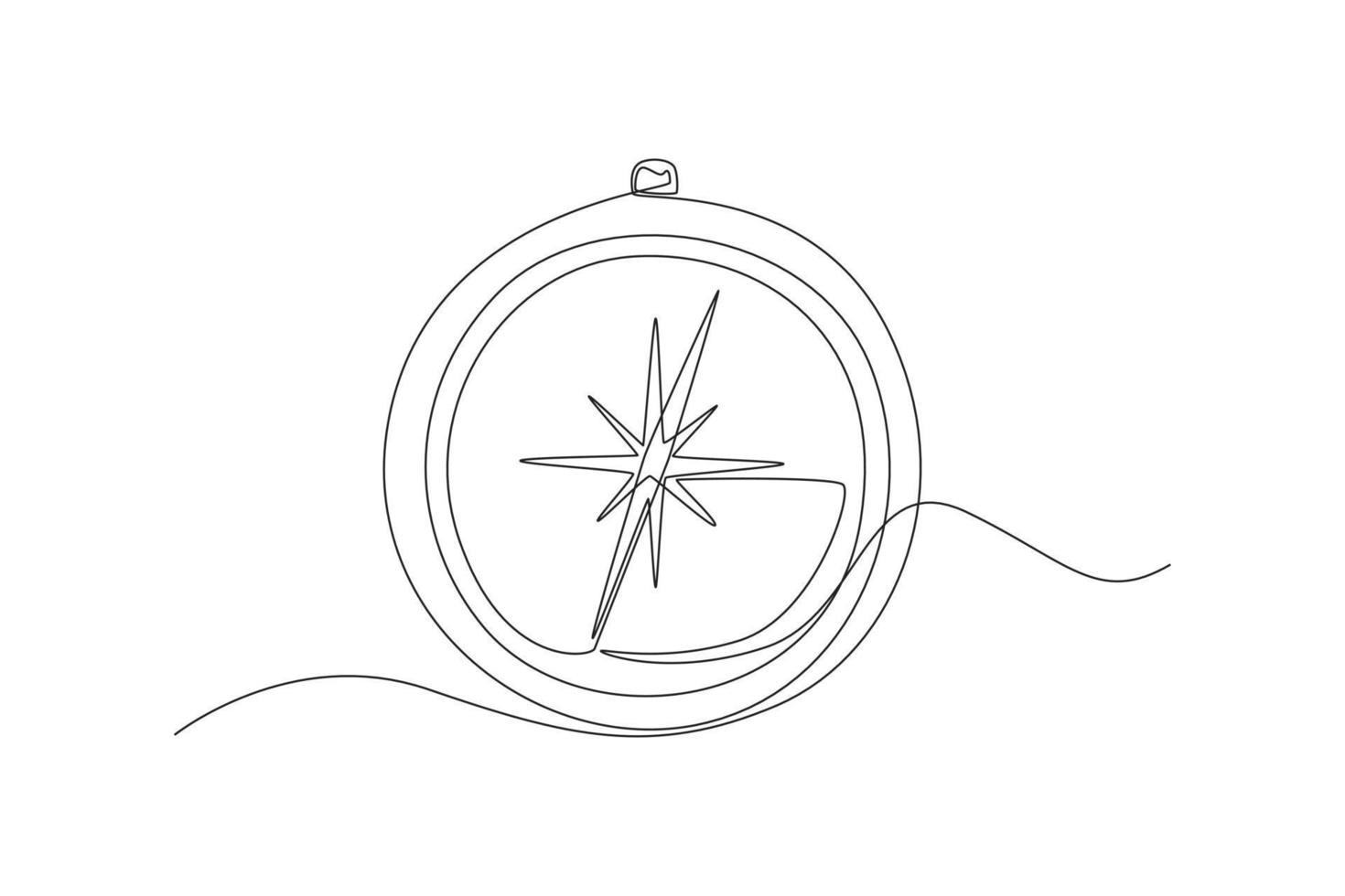 Single one line drawing compass for locating direction. Shipment and logistic concept. Continuous line draw design graphic vector illustration.