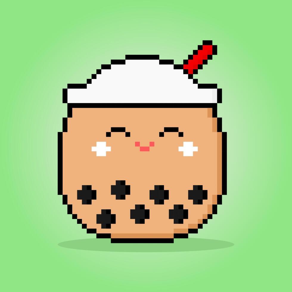 8 bit pixel booba drink in vector illustration