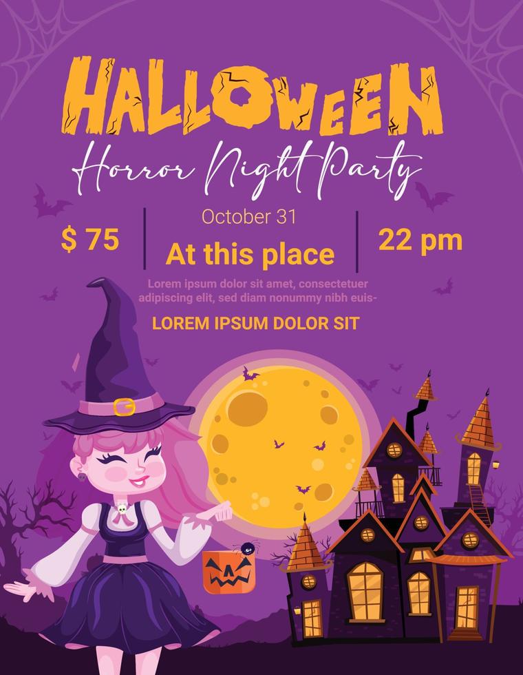 Halloween horror night party poster vector