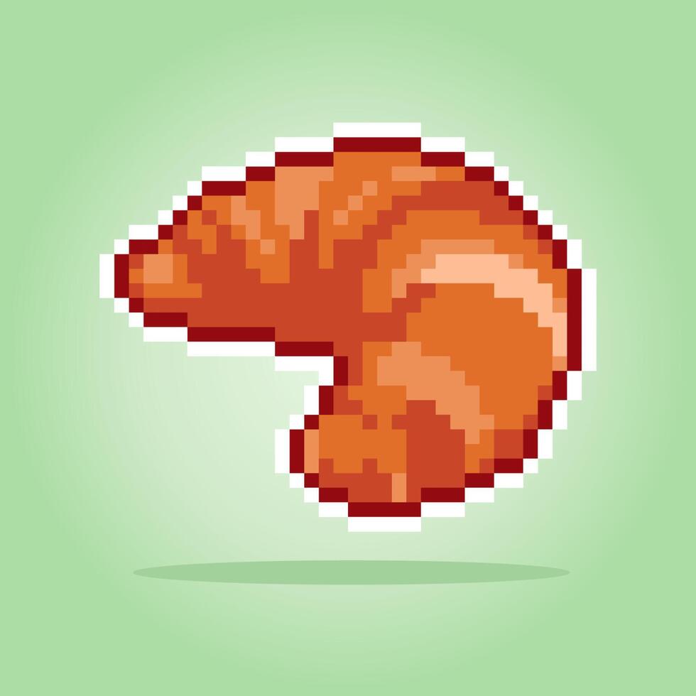 8-bit bread pixel. food icon for game assets in vector illustrations.