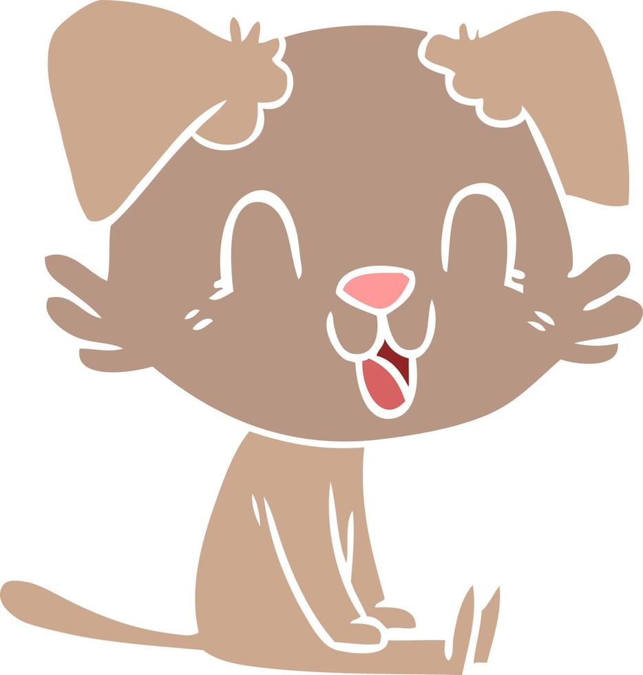 laughing flat color style cartoon dog vector