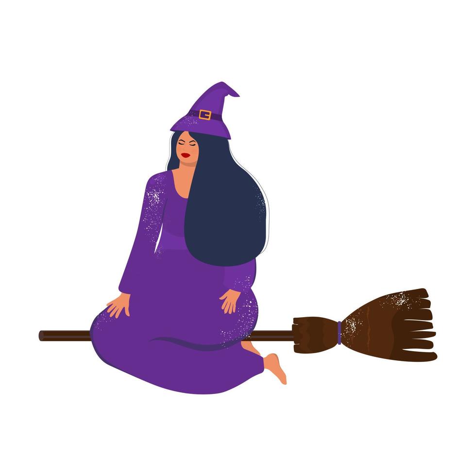 Witch on a broom for Halloween. vector