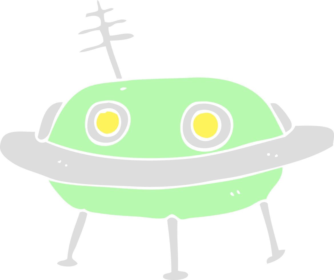 flat color illustration of a cartoon alien spaceship vector