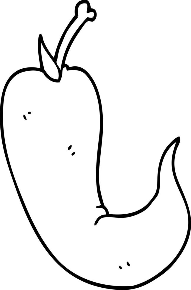 line drawing cartoon red hot chilli pepper vector