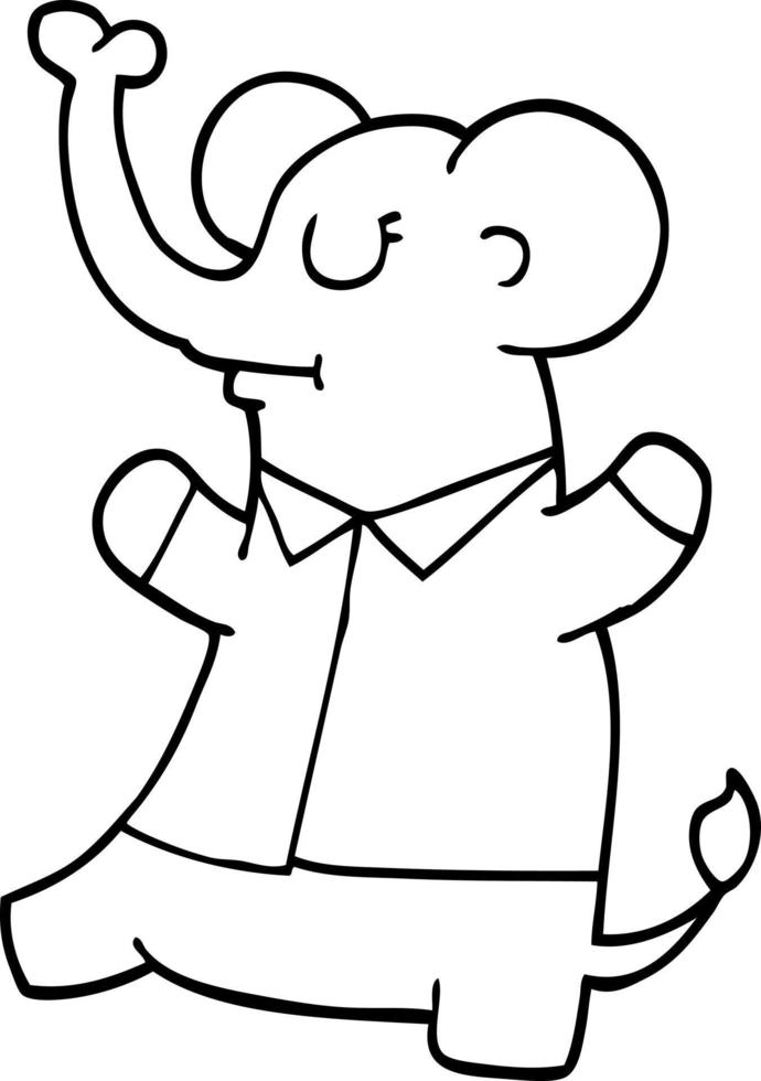 line drawing cartoon standing elephant vector