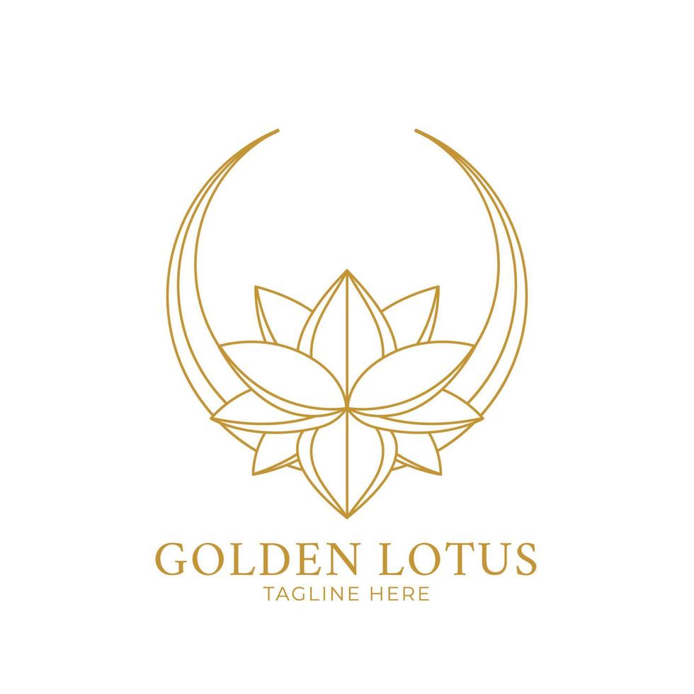 golden lotus logo design for tattoo corporate or company vector