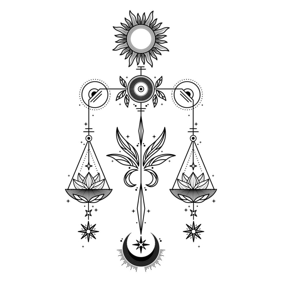 zodiac libra scale silhouette vintage logo illustration vector
