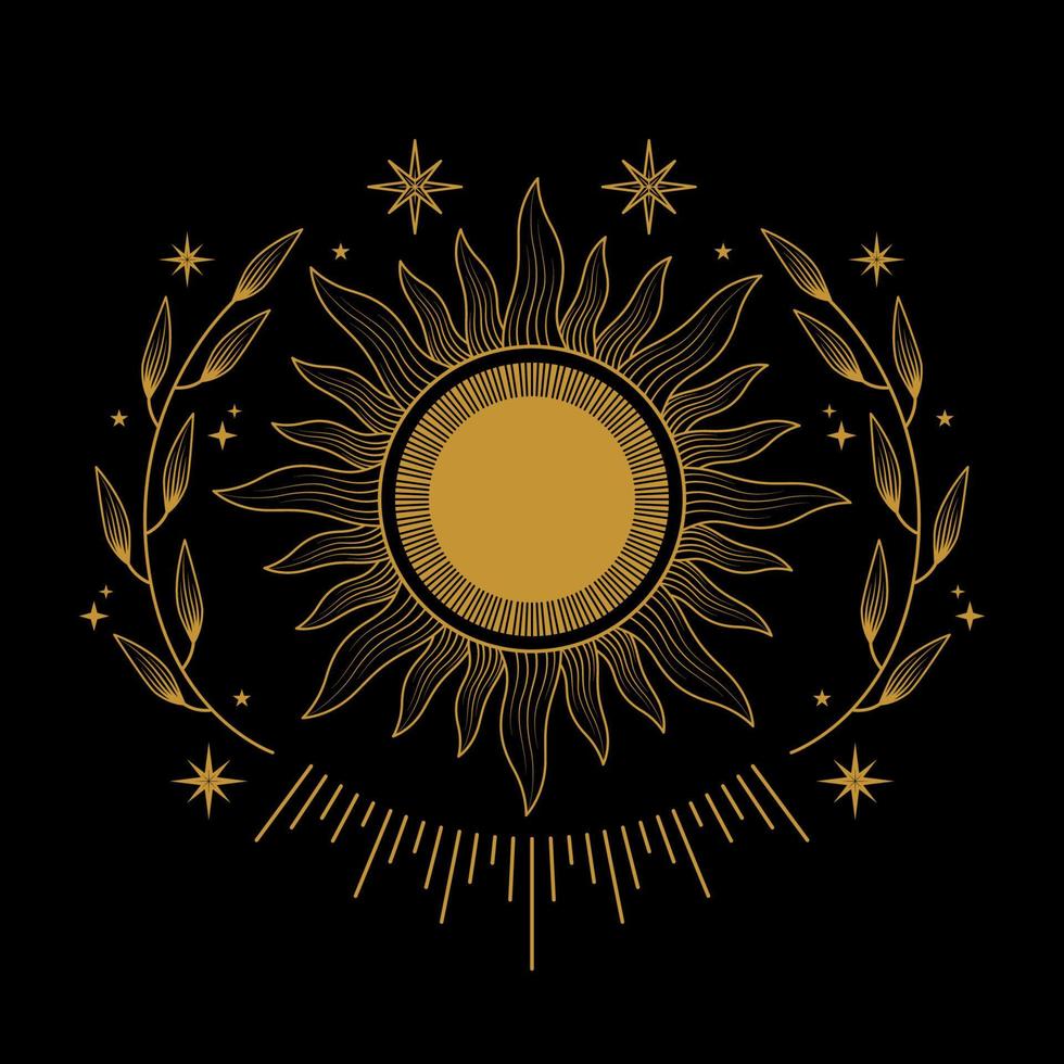 celestial sun with ornaments logo design vector