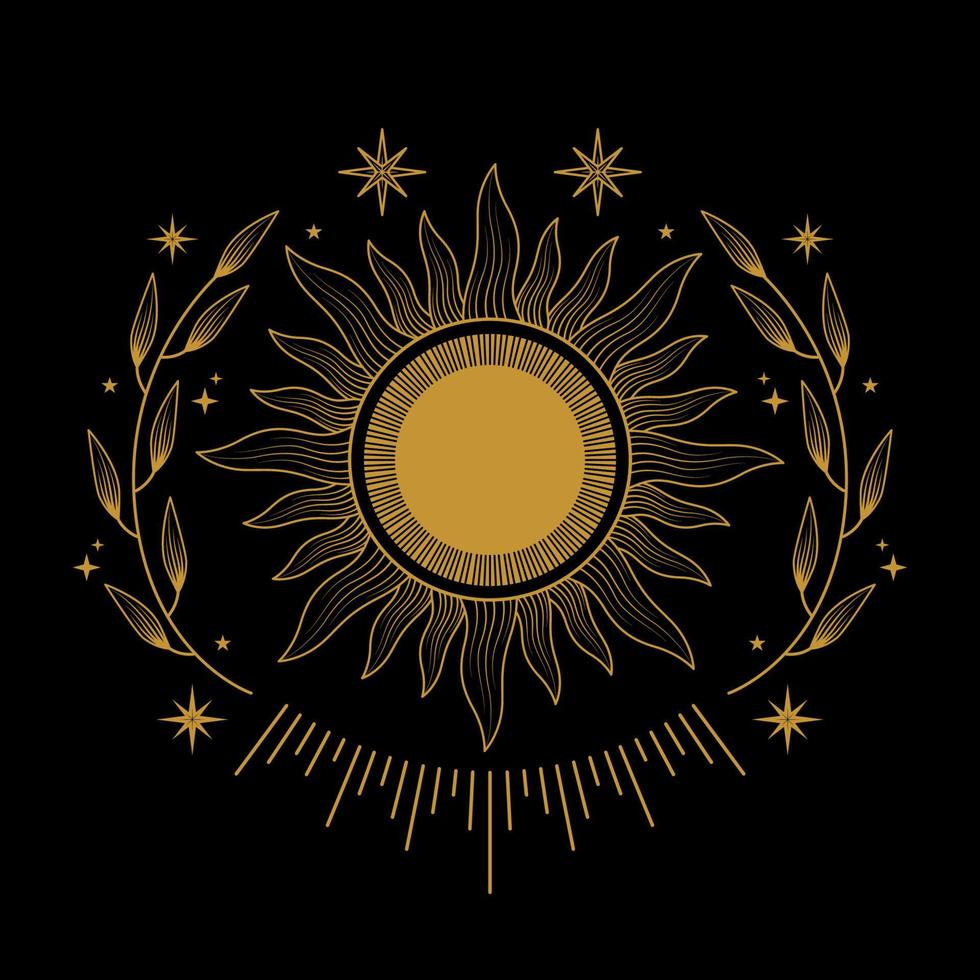 celestial sun with ornaments logo design vector