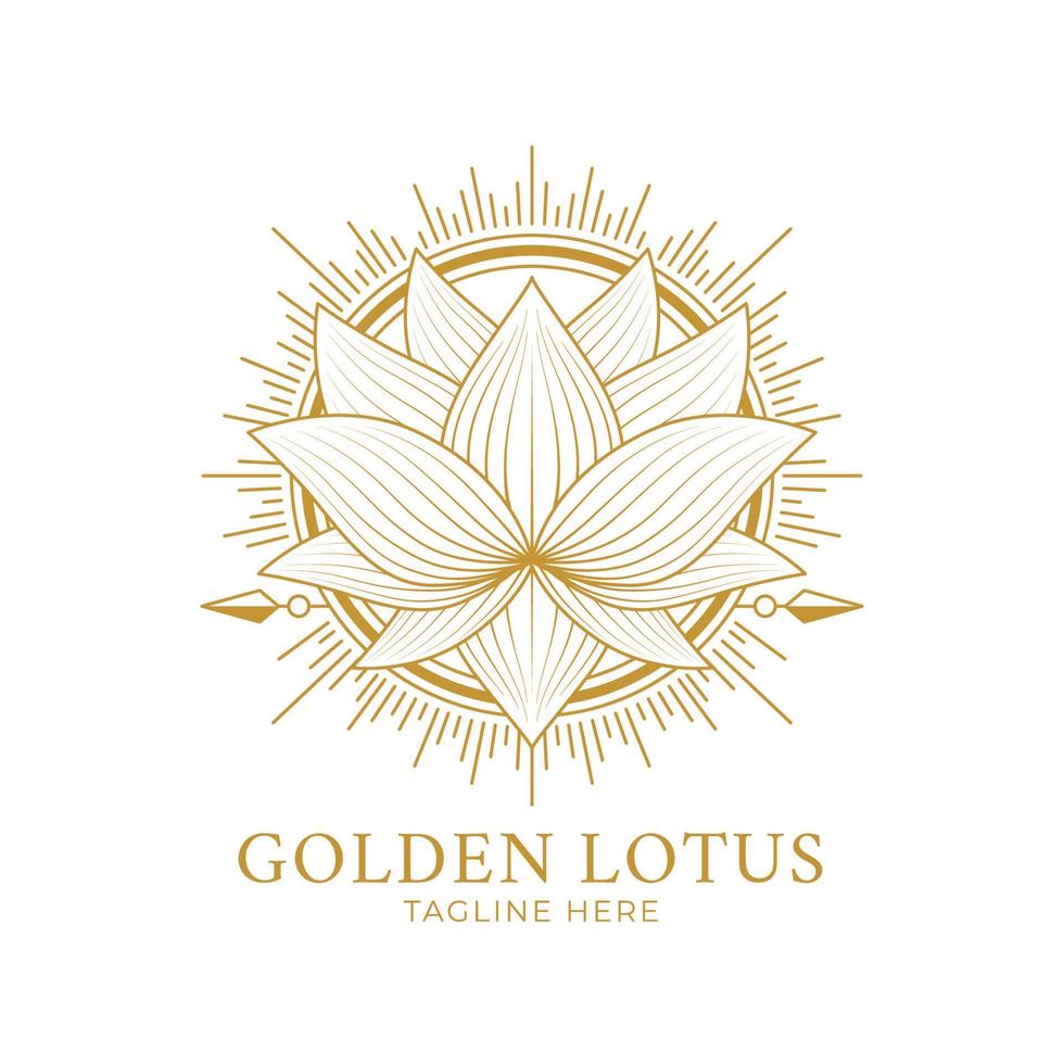 golden lotus logo design for tattoo corporate or company vector