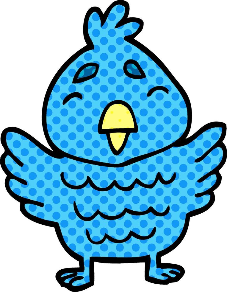 cartoon doodle blue bird vector