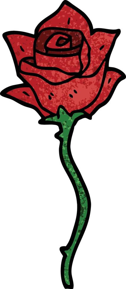 caricatura, garabato, rosa roja vector