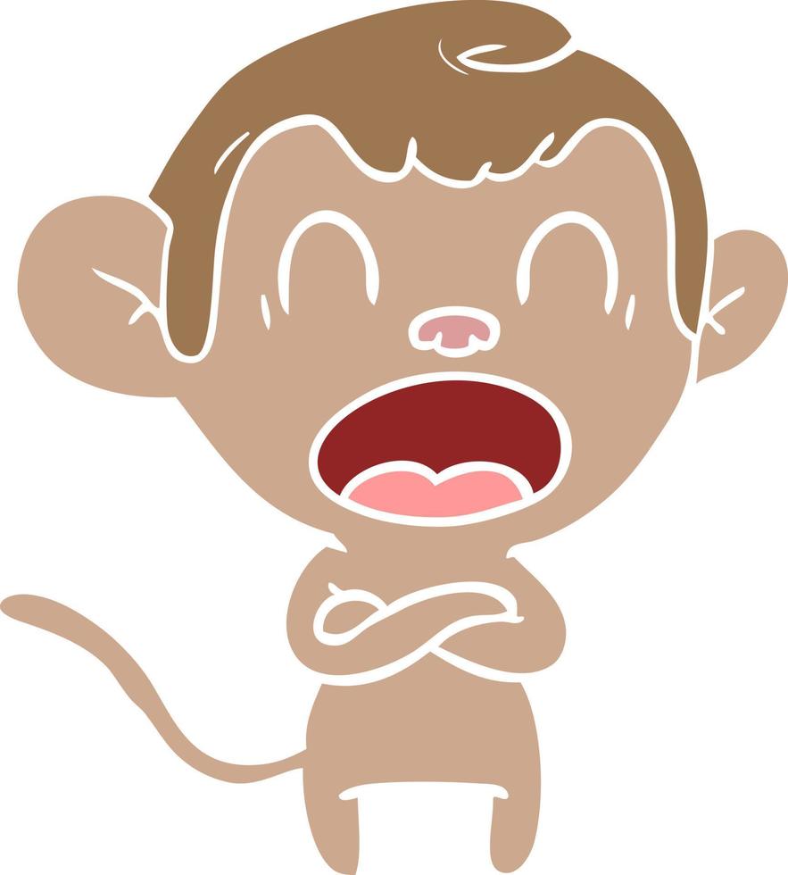 shouting flat color style cartoon monkey vector