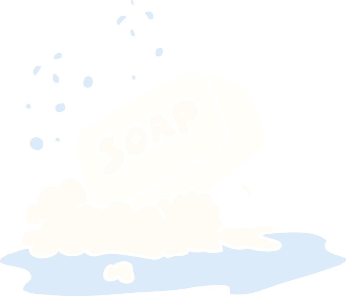 flat color illustration of a cartoon bar of soap vector