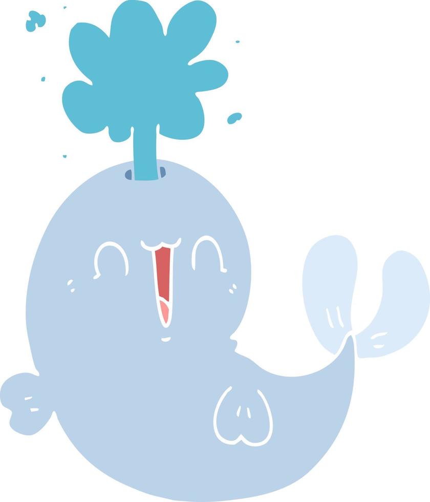 flat color style cartoon whale spouting water vector