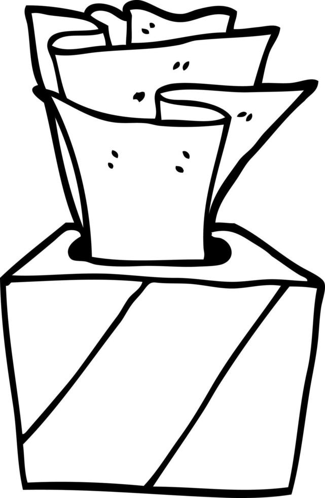 line drawing cartoon box of tissues vector
