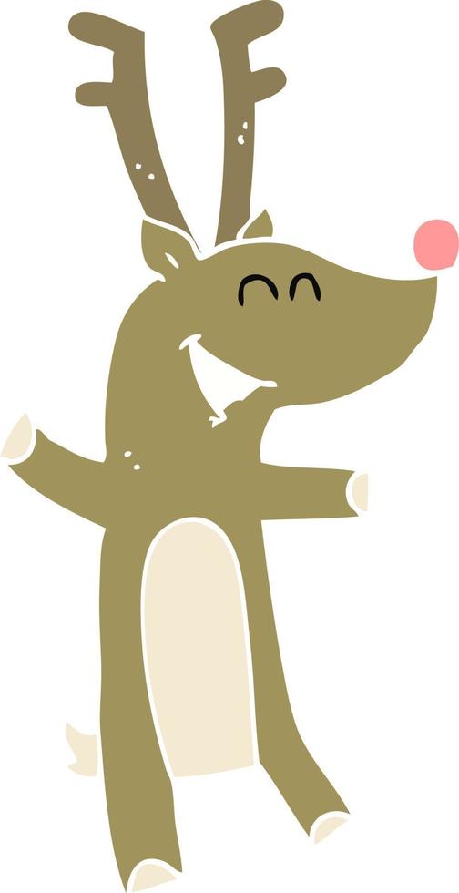 flat color illustration of a cartoon reindeer vector