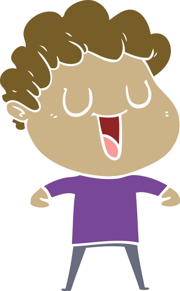 laughing flat color style cartoon man vector