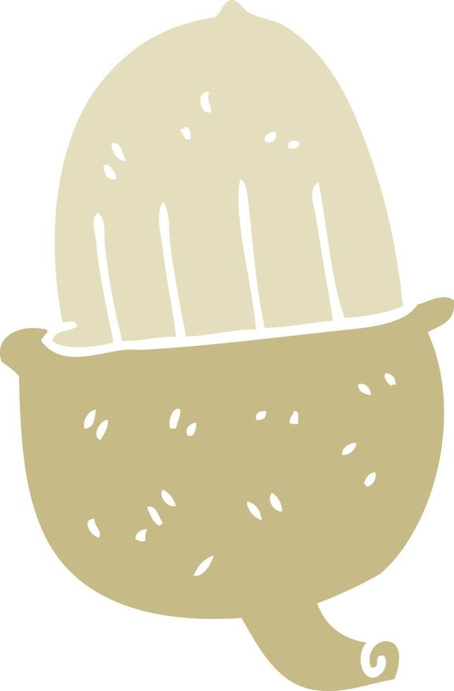 flat color illustration of a cartoon acorn vector