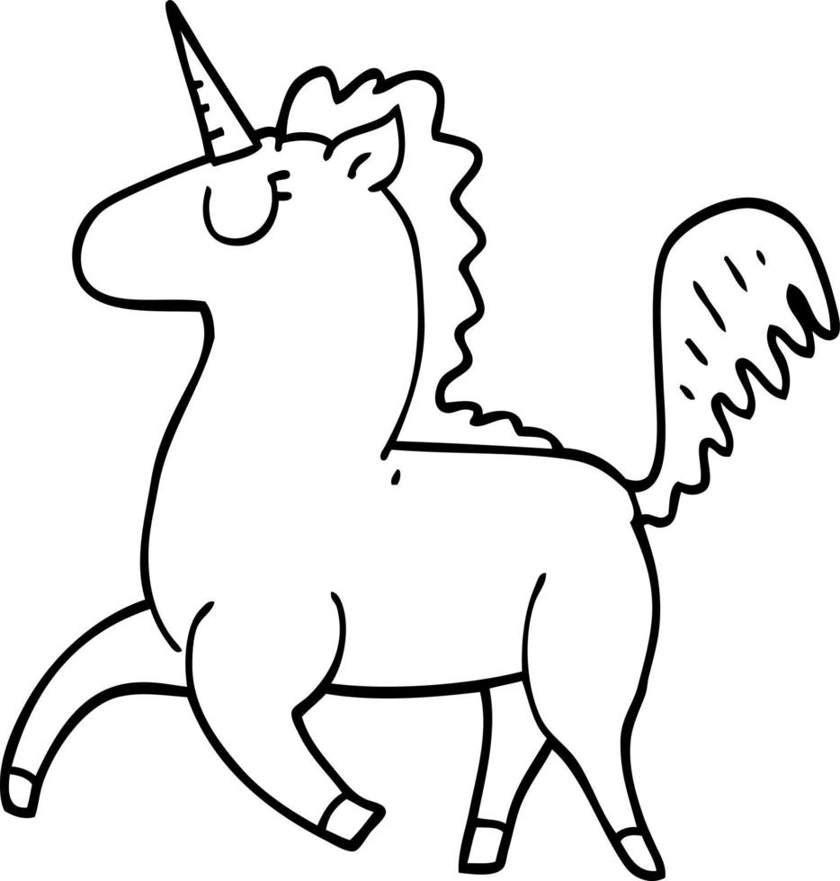 line drawing cartoon unicorn vector
