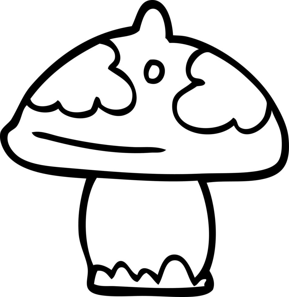 line drawing cartoon mushroom vector