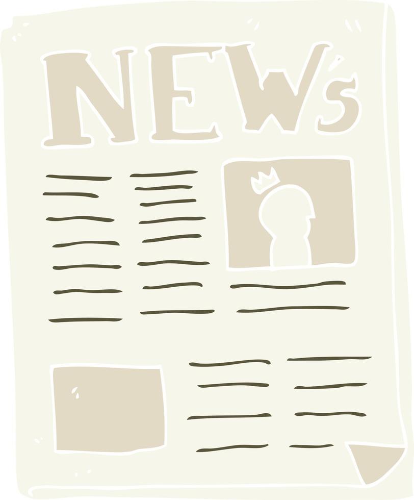 flat color illustration of a cartoon newspaper vector