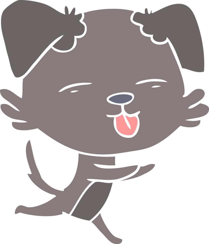 flat color style cartoon dog sticking out tongue vector