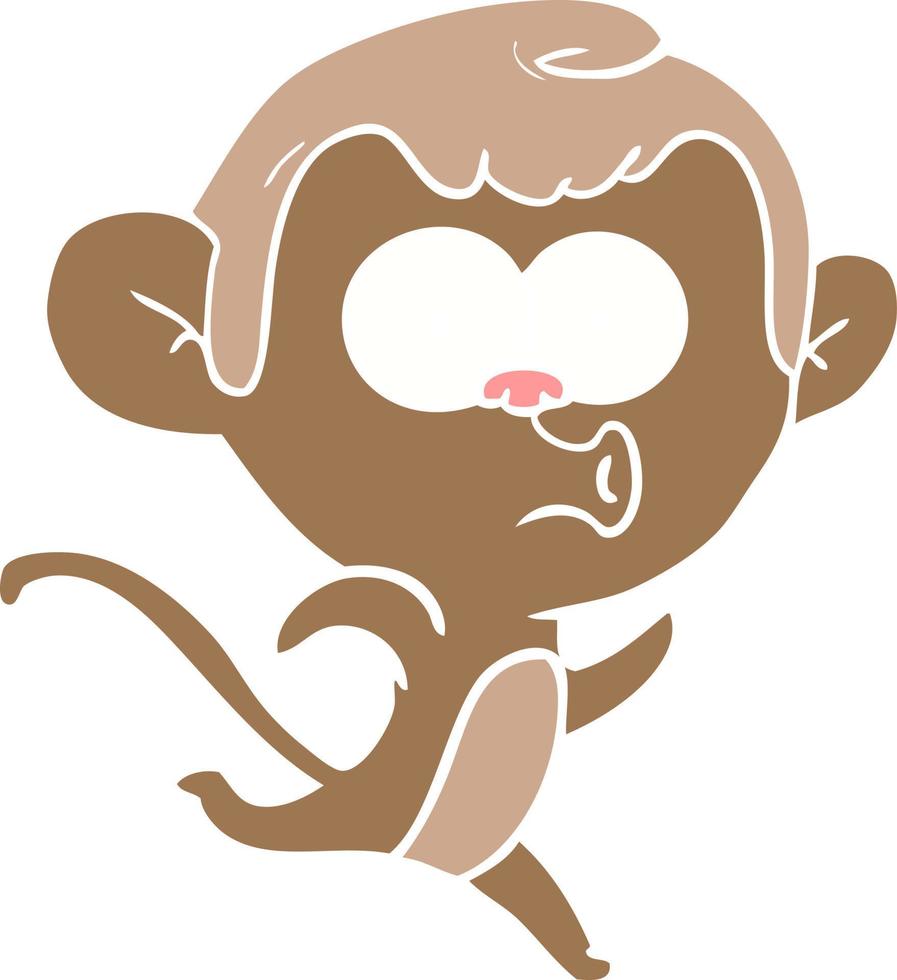 flat color style cartoon surprised monkey vector