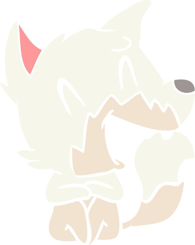 laughing fox flat color style cartoon vector