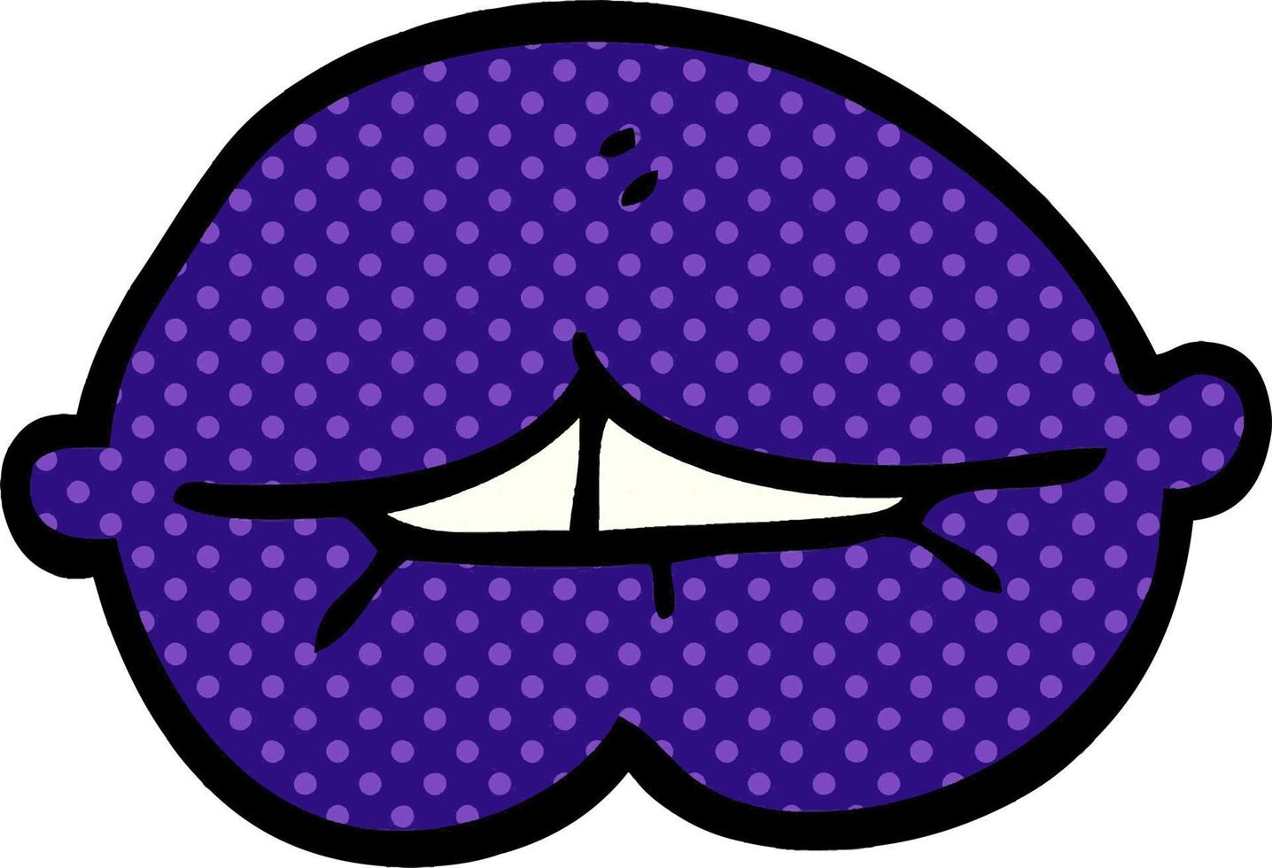 cartoon doodle purple lips vector