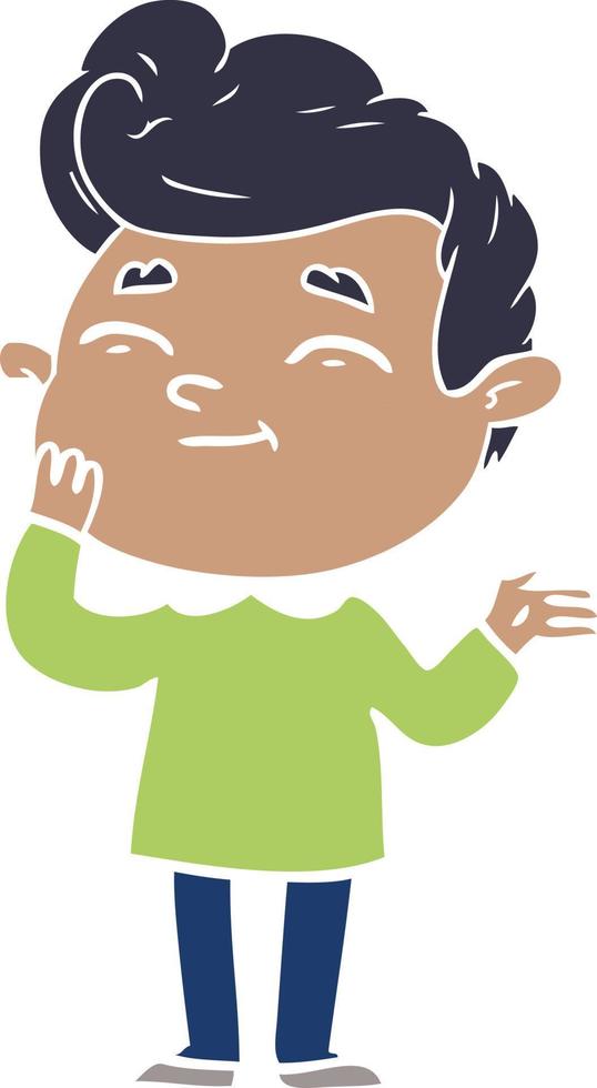 happy flat color style cartoon man vector