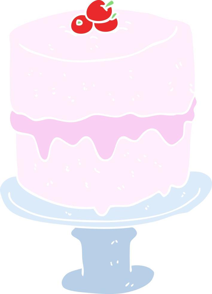 flat color illustration of a cartoon cake vector