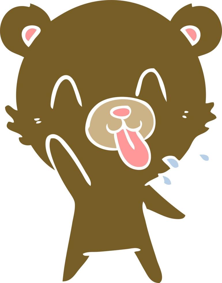 rude flat color style cartoon bear vector