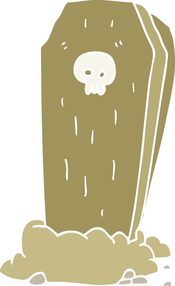 flat color illustration of a cartoon spooky coffin vector