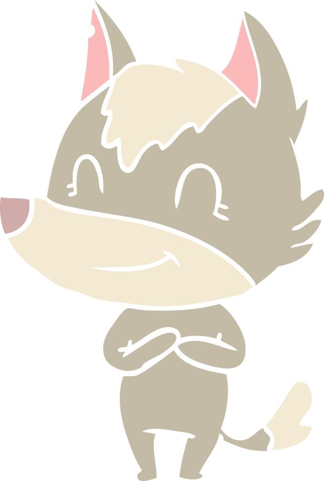 lobo de dibujos animados de estilo de color plano amigable vector