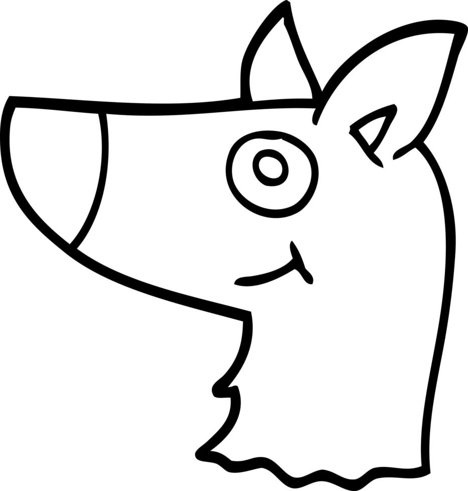 line drawing cartoon happy dog face vector