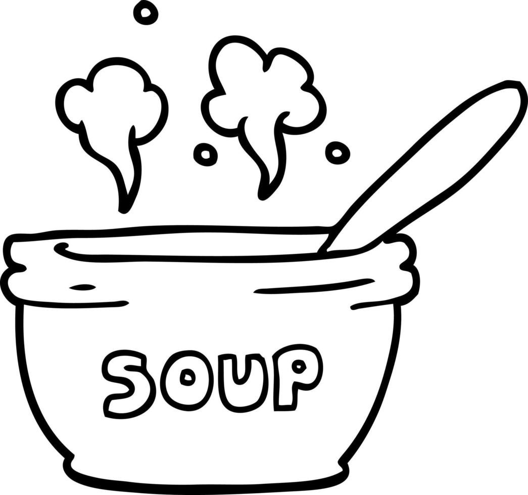 line drawing cartoon of hot soup vector