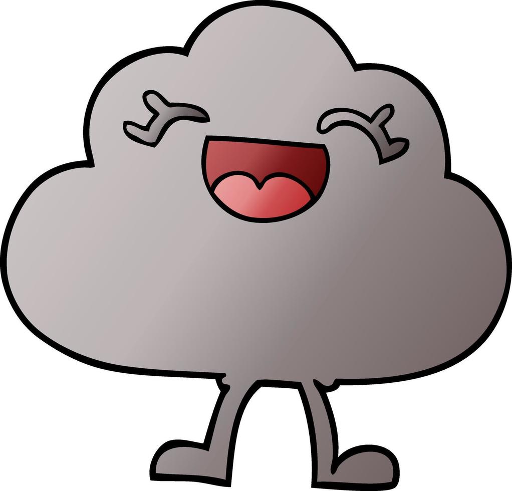 cartoon doodle happy grey cloud vector