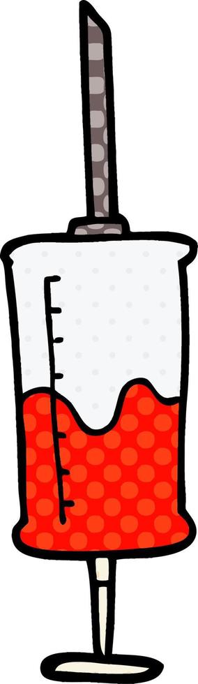 cartoon doodle syringe of blood vector