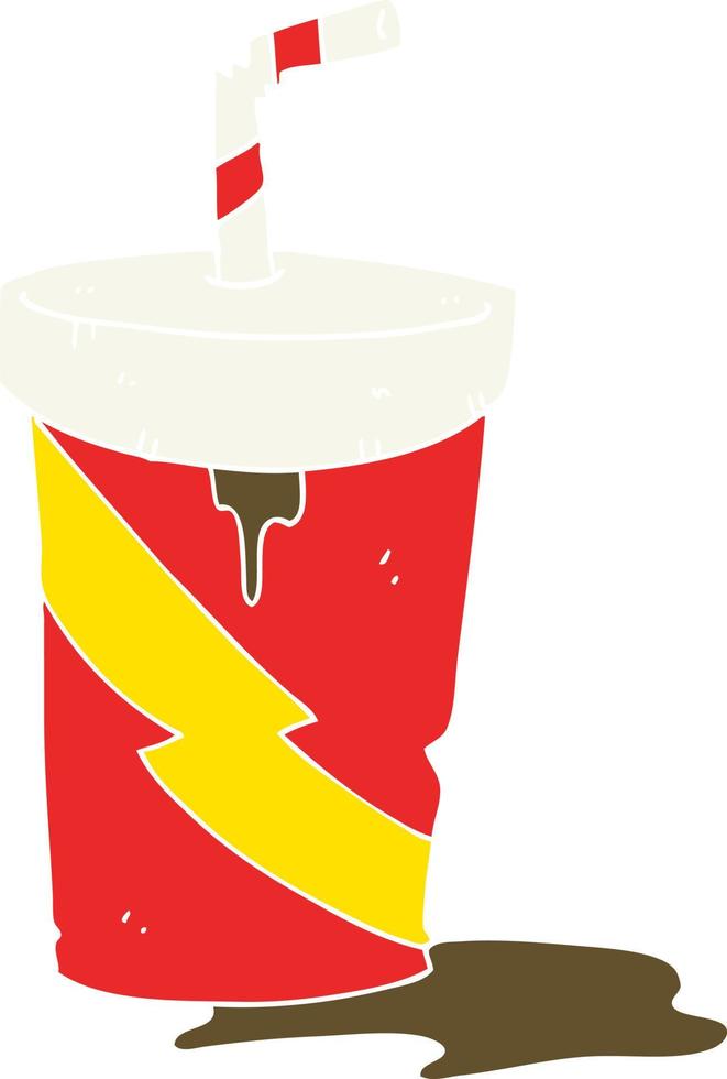ilustración de color plano de una bebida de cola de comida chatarra de dibujos animados vector
