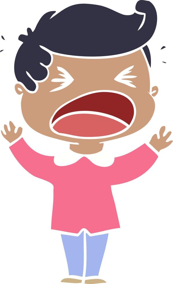 flat color style cartoon shouting man vector