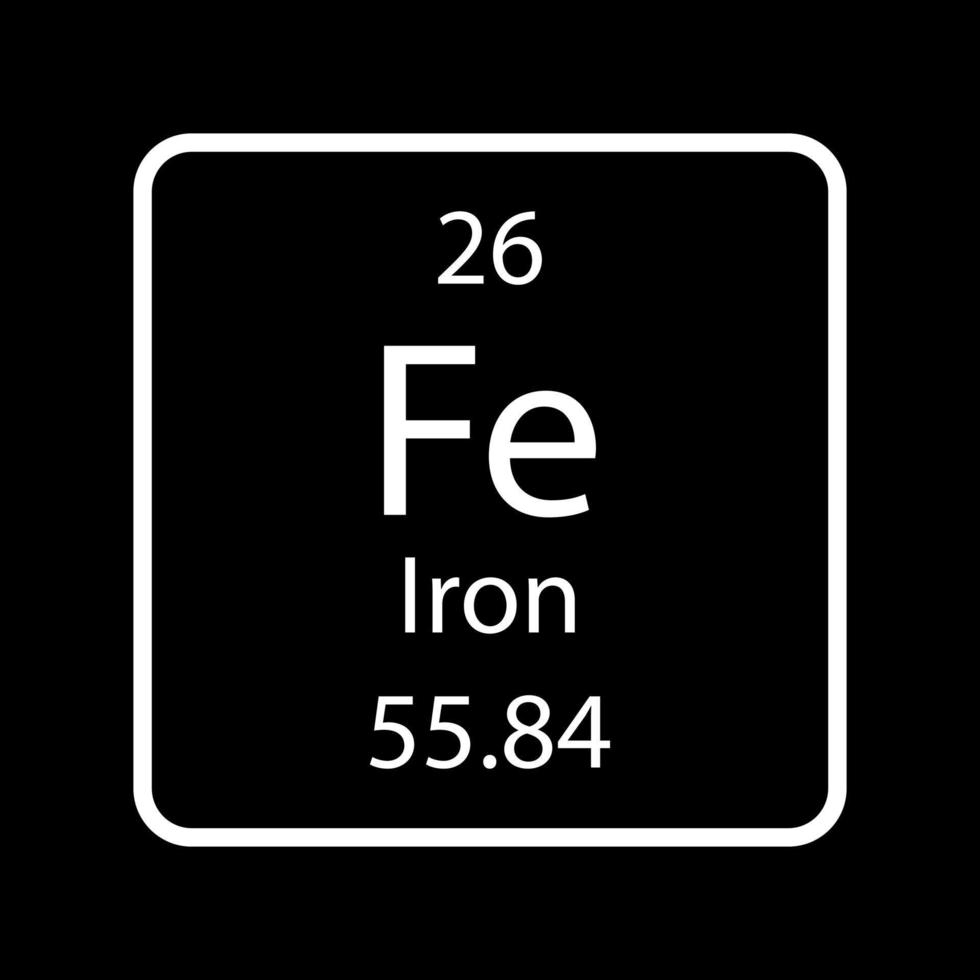 Iron symbol. Chemical element of the periodic table. Vector illustration.