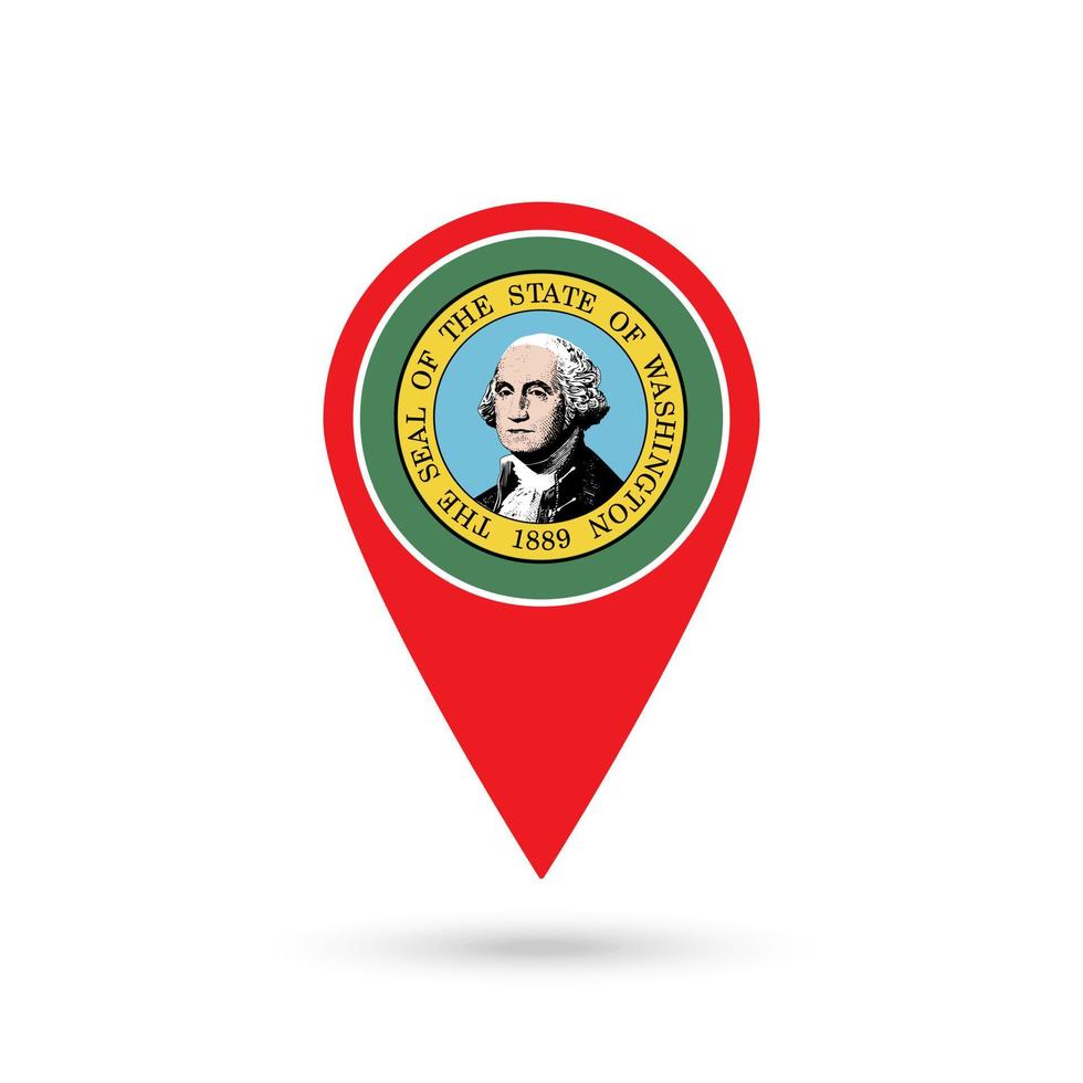 puntero de mapa con bandera de washington. ilustración vectorial vector