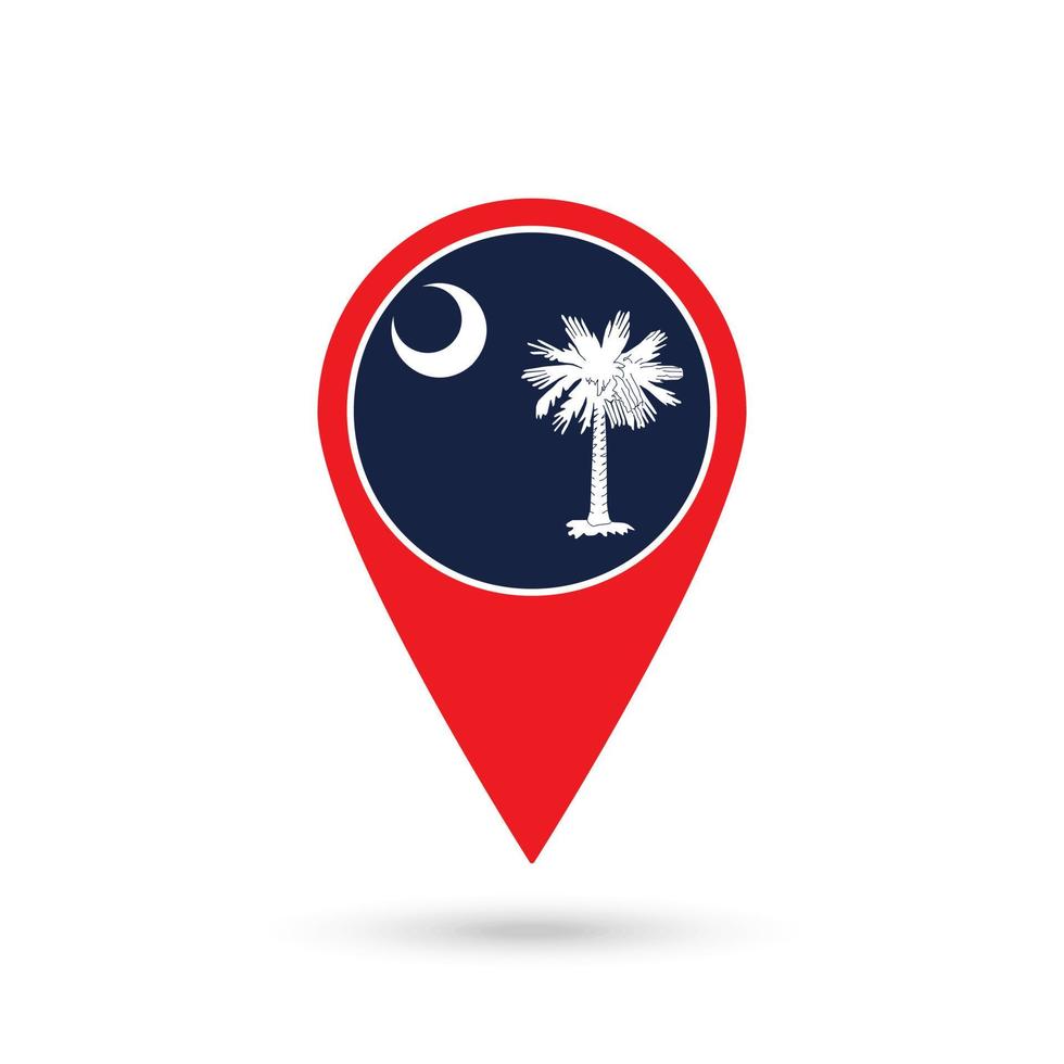 Map pointer with flag of South Carolina. Vector illustration.